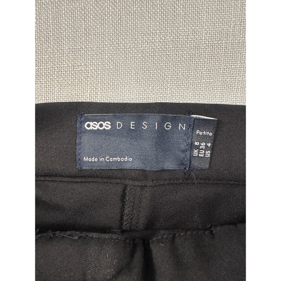 ASOS DESIGN Petite Black Wide Leg High Waisted Trousers Size US 4 137111422 - Picture 4 of 8